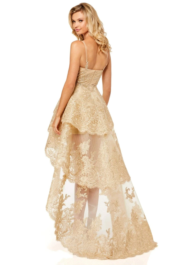 Sherri Hill - 52694 V-Neck High Low Dress 4 Sherri Hill - 52694 V-Neck High Low Dress