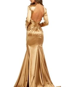 Sherri Hill - 52698 Long Sleeve Deep V-neck Mermaid Dress