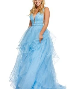 Sherri Hill - 52710 Jewel Crusted Waist Tiered Ballgown