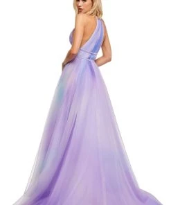 Sherri Hill - 52711 Halter Neck Organza Ballgown With Train