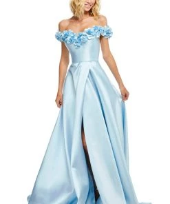 Sherri Hill - 52712 Floral Applique Off-Shoulder Mikado A-line Gown