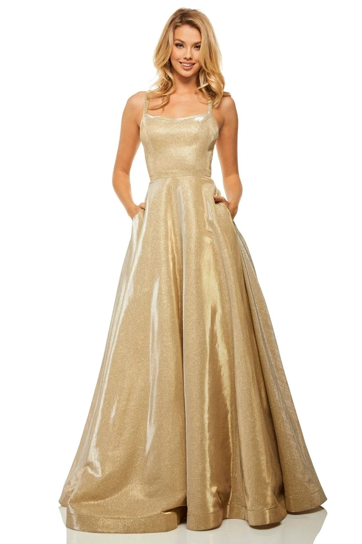 Sherri Hill - 52716 Square Long Gold Dress 3 Sherri Hill - 52716 Square Long Gold Dress