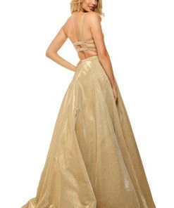 Sherri Hill - 52716 Square Long Gold Dress