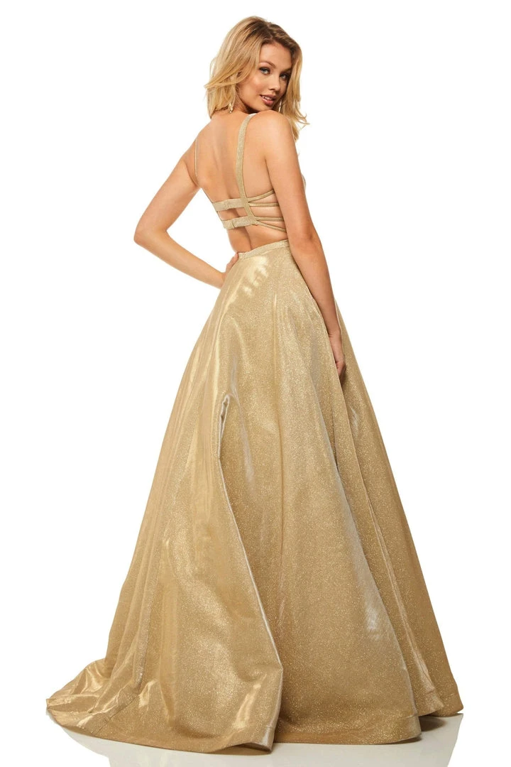 Sherri Hill - 52716 Square Long Gold Dress 4 Sherri Hill - 52716 Square Long Gold Dress