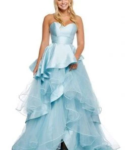 Sherri Hill - 52718 Strapless Sweetheart Satin Tiered Ballgown