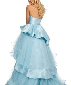 Sherri Hill - 52718 Strapless Sweetheart Satin Tiered Ballgown
