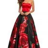 Sherri Hill - 52722 Strapless Satin And Floral Print A-line Dress