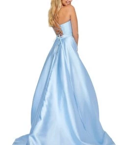 Sherri Hill - 52725 Deep V- Neckline Mikado A Line Dress