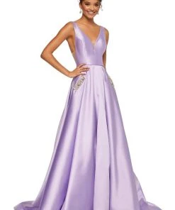 Sherri Hill - 52726 V-Neck Beaded Mikado Long Dress