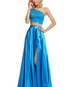 Sherri Hill - 52730 Two Piece Lace One Shoulder Charmeuse A-line Dress