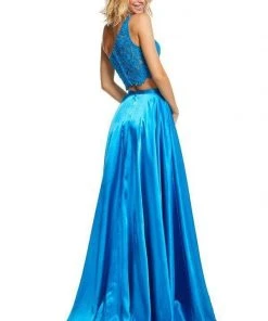 Sherri Hill - 52730 Two Piece Lace One Shoulder Charmeuse A-line Dress