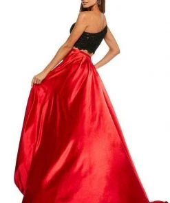 Sherri Hill - 52730 Two Piece Lace One Shoulder Charmeuse A-line Dress