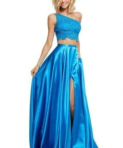 Sherri Hill - 52730 Two Piece Lace One Shoulder Charmeuse A-line Dress