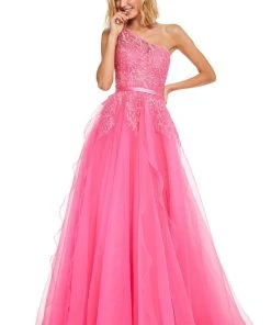 Sherri Hill - 52736 Long Lace Embroidered One Shoulder A-line Dress