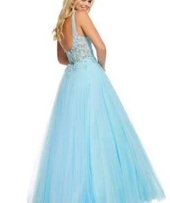 Sherri Hill - 52738 Embroidered V-neck Tulle Ballgown 5 Sherri Hill - 52738 Embroidered V-neck Tulle Ballgown