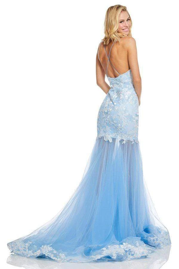 Sherri Hill - 52741 Lace Deep V-neck Tulle Mermaid Dress 4 Sherri Hill - 52741 Lace Deep V-neck Tulle Mermaid Dress