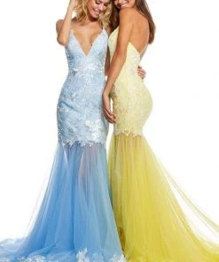 Sherri Hill - 52741 Lace Deep V-neck Tulle Mermaid Dress 13 Sherri Hill - 52741 Lace Deep V-neck Tulle Mermaid Dress