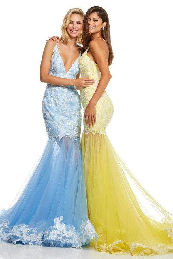 Sherri Hill - 52741 Lace Deep V-neck Tulle Mermaid Dress 7 Sherri Hill - 52741 Lace Deep V-neck Tulle Mermaid Dress