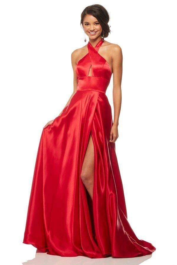 Sherri Hill - 52745 Cross Halter Charmeuse A-line Gown 3 Sherri Hill - 52745 Cross Halter Charmeuse A-line Gown