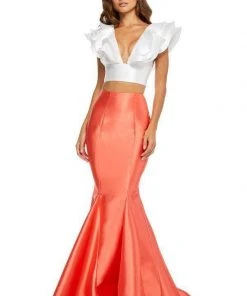 Sherri Hill - 52747 Two Piece Ruffled Sleeved Long Dress