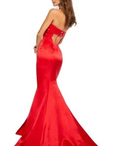 Sherri Hill - 52753 Satin Strapless Fitted Dress With Sweep Train