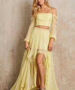 Sherri Hill - 52756 Off The Shoulder Two Piece Dress With High-Low Hem
