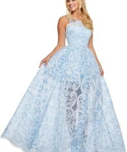 Sherri Hill - 52758 Lace Embroidered Ballgown With Scalloped Hem