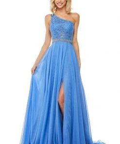 Sherri Hill - 52770 Lace One Shoulder Chiffon A-line Gown