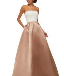 Sherri Hill - 52774 Strapless Corset Lace Bodice Satin A-Line Gown