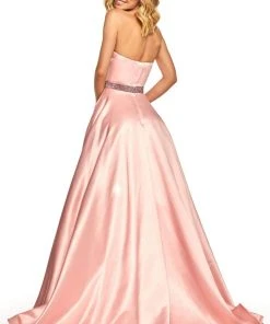 Sherri Hill - 52776 Two Piece Strapless Beaded Belt A Line Satin Dress