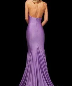 Sherri Hill - 52784 Satin Cross Halter Mermaid Dress With Train