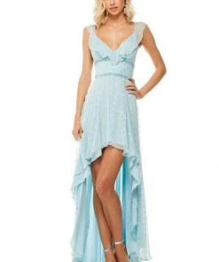 Sherri Hill - 52799 Plunging V-Neck A-Line High Low Dress