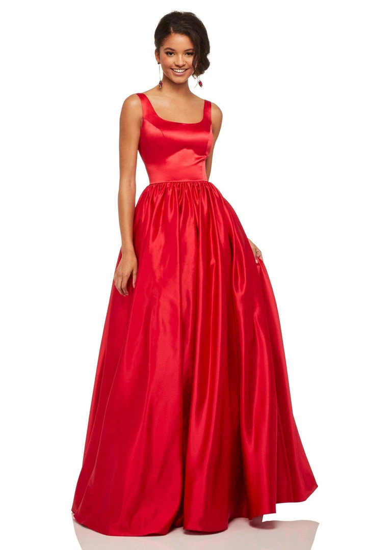 Sherri Hill - 52813 Long Scoop Neck Satin A Line Dress 3 Sherri Hill - 52813 Long Scoop Neck Satin A Line Dress