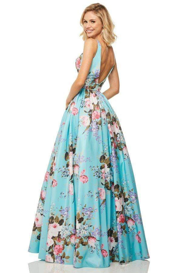 Sherri Hill - 52814 Floral Print Square A-Line Gown 4 Sherri Hill - 52814 Floral Print Square A-Line Gown