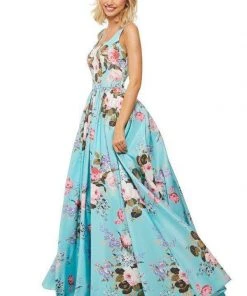 Sherri Hill - 52814 Floral Print Square A-Line Gown 7 Sherri Hill - 52814 Floral Print Square A-Line Gown