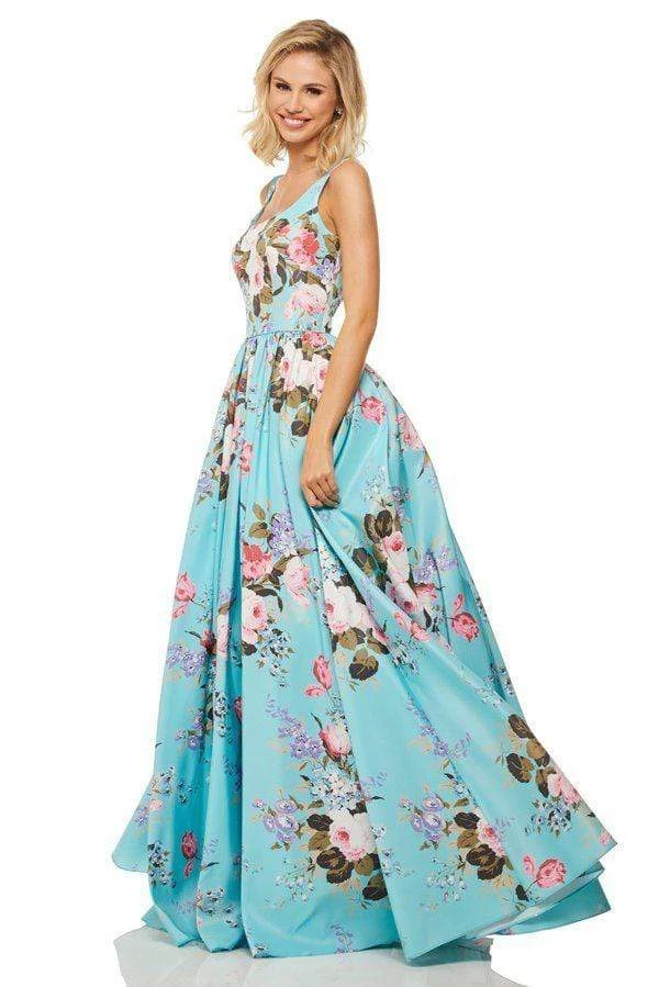 Sherri Hill - 52814 Floral Print Square A-Line Gown 5 Sherri Hill - 52814 Floral Print Square A-Line Gown