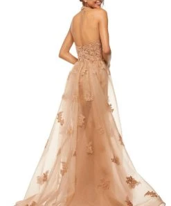 Sherri Hill - 52819 Plunging V- Neckline Lace Appliqued Dress