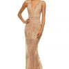 Sherri Hill - 52820 Lace Appliqued Pipe Waist Sheer Gown