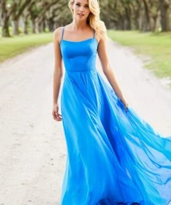 Sherri Hill - 52839 Taffeta Lace-up Back Long Chiffon Dress