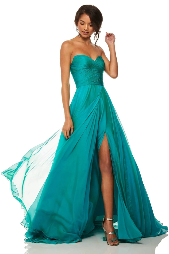 Sherri Hill - 52840 Strapless Sweetheart Pleated Chiffon Gown 3 Sherri Hill - 52840 Strapless Sweetheart Pleated Chiffon Gown