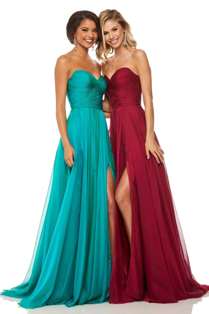 Sherri Hill - 52840 Strapless Sweetheart Pleated Chiffon Gown 6 Sherri Hill - 52840 Strapless Sweetheart Pleated Chiffon Gown