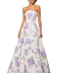Sherri Hill - 52865 Strapless Floral Print Taffeta Ballgown