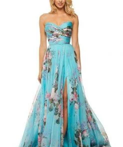 Sherri Hill - 52872 Floral Sweetheart Long A-Line Dress