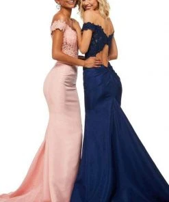 Sherri Hill - 52874 Off-Shoulder Lace Mermaid Evening Gown
