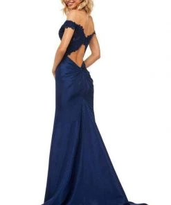 Sherri Hill - 52874 Off-Shoulder Lace Mermaid Evening Gown