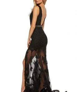 Sherri Hill - 52875 Plunging V-Neck Lace Long Dress