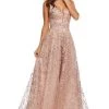 Sherri Hill - 52877 Long Lace Deep V-neck A-line Dress