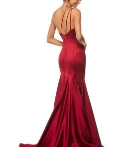 Sherri Hill - 52886 Long Asymmetric Neck Satin Mermaid Dress 9 Sherri Hill - 52886 Long Asymmetric Neck Satin Mermaid Dress