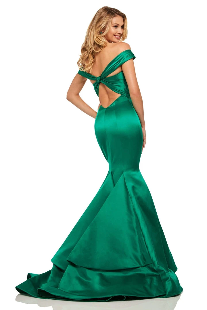 Sherri Hill - 52895 Off-Shoulder Satin Mermaid Dress With Train 4 Sherri Hill - 52895 Off-Shoulder Satin Mermaid Dress With Train