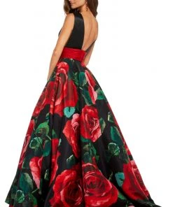 Sherri Hill - 52898 V-Neck Long Black Dress